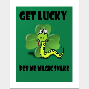 Funny Saint Patricks Day Tee Shirt - Get Lucky Pet My Magic Snake Posters and Art